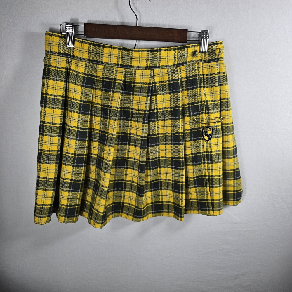 Harry Potter Yellow and Black Plaid Mini Skirt Size Large